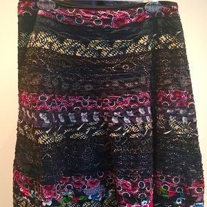 Layered Raw Edged Strip Skirt